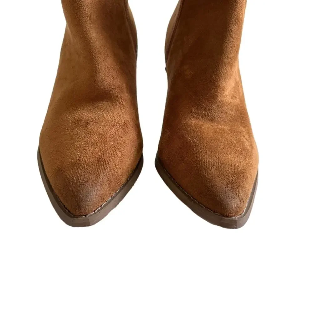 Dominique Nicole Jeri Bootie Brown Side Zipper Ankle Bootie Shoe Boots Size 8